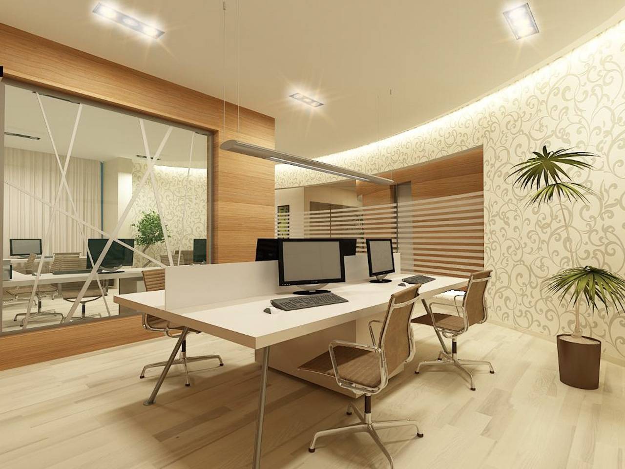 На примере решения по дизайну офисного помещения