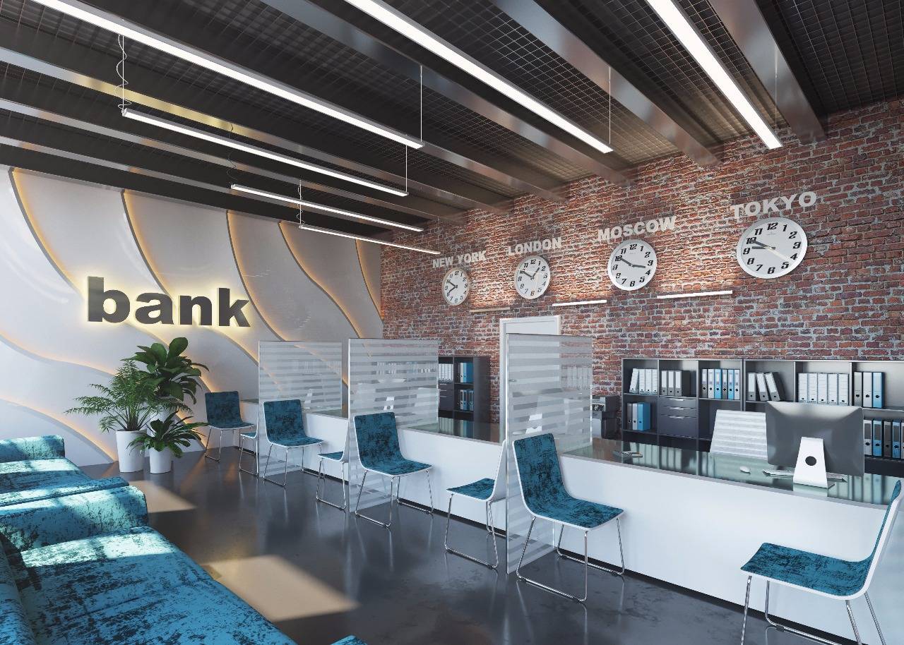 На примере решения дизайн проекта на помещения банка