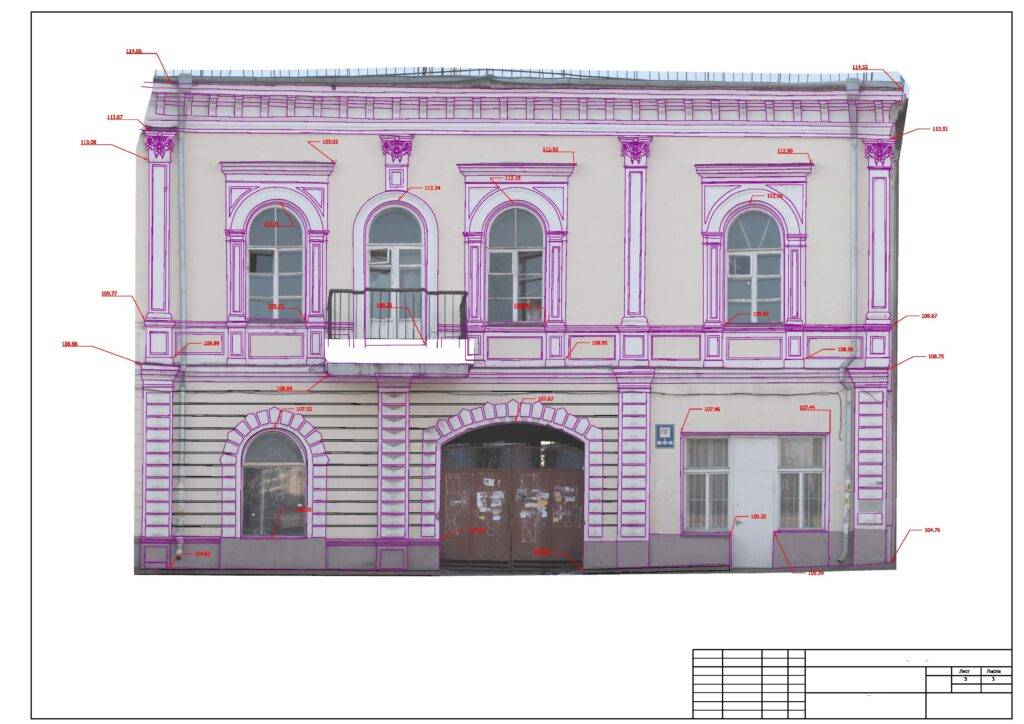 На примере - результат обмеров на фасадах здания